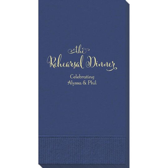 Curly Script Rehearsal Dinner Guest Towels